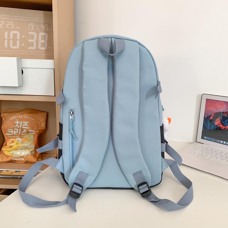 Men Lightweight Backpack Letter Print Student Schoolbag Women Large Capacity Campus Backpack with Pen Bag