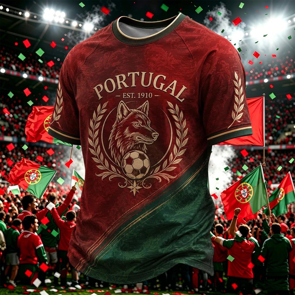 Men's Casual Printed Round Neck Short Sleeve T-Shirt Lightweight Breathable