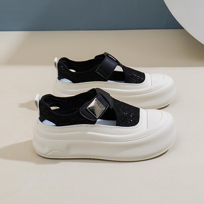 

Новые летние дышащие белые туфли Ins, женские повседневные туфли с низким верхом, туфли на платформе, туфли на платформе 40 чёрный