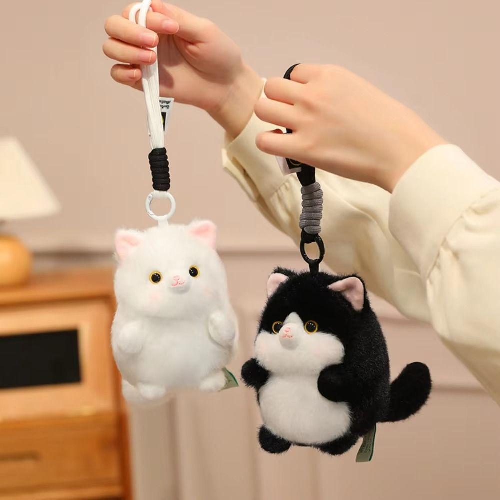 Round Shape Cat Plush Keychain Soft Material Plush Cat Keychain Cat Plush Pendant Gift For Boys