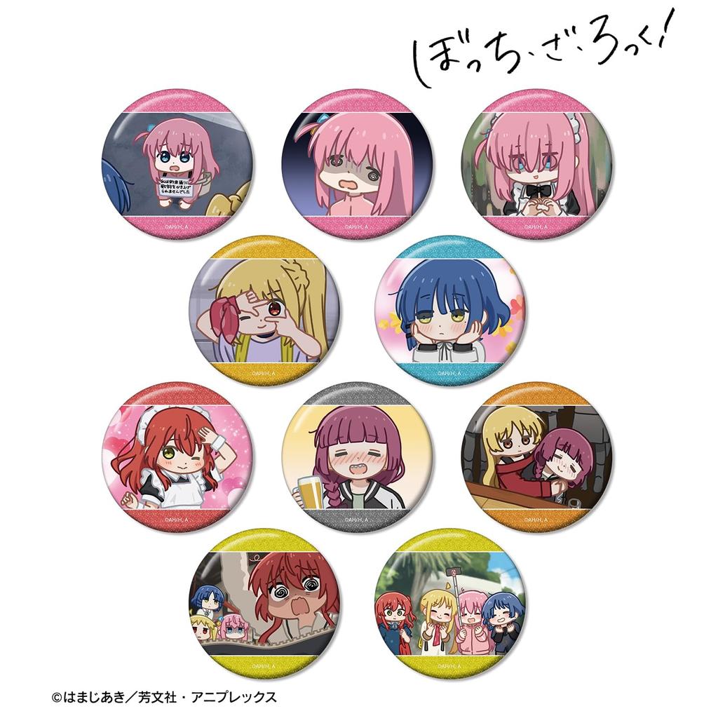 Bocchi Stânca!" Insigne Anime Trading Yurukoma cu Sclipici, Cutie cu 10