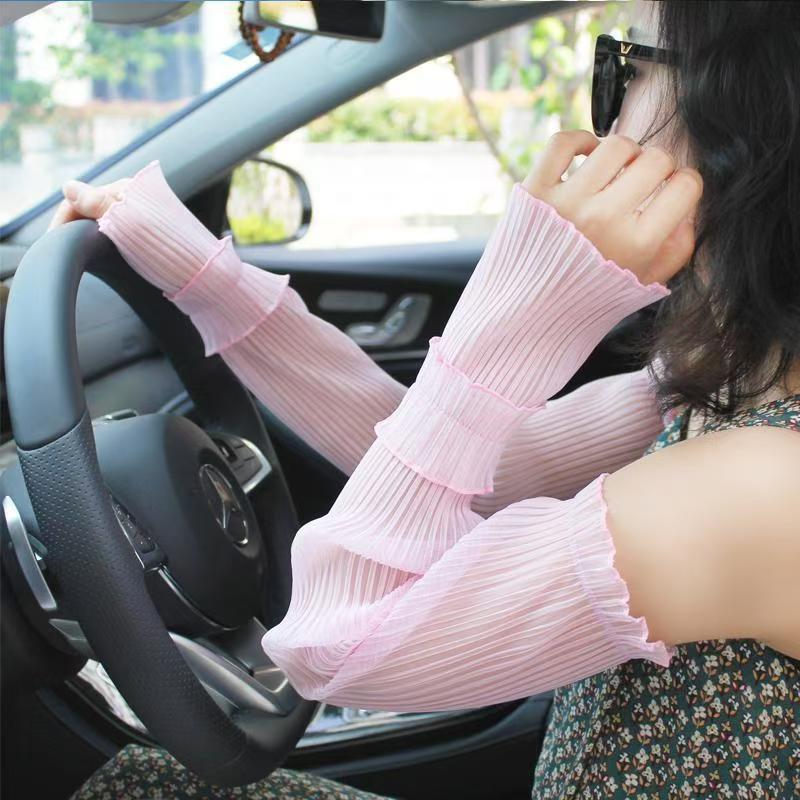 Women's Ice Silk UV Protection Arm Sleeves: Thin, Stylish Sunshade Gloves for Summer