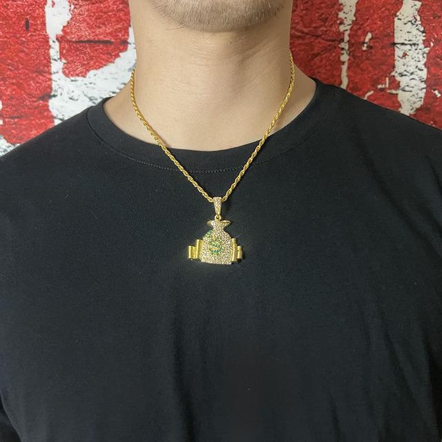 Hip Hop Diamant Engelsflügel Dollar Anhänger Halskette Mode Persönlichkeit Herren Iced Out Herrenschmuck