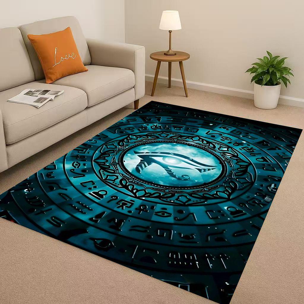 Retro Ancient Egypt Pictographic Eye of Horus Living Room Non-Slip Area Rug Carpet for Bedroom Sofa ,Easy Clean Home Doormat