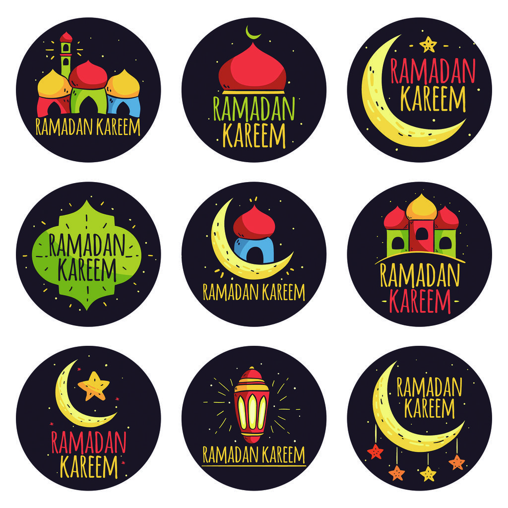 60-120pcs Eid Ramadan Kareem Decor Ramadan Mubarak Stickers Muslim Islamic Kareem Happy Aid Gifts Ramadan and Eid Decor for Home