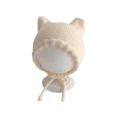 Cute Cat Ear Baby Knitted Hat Windproof Warm Earflaps Hats Infant Ear Protection Cap  Winter Season