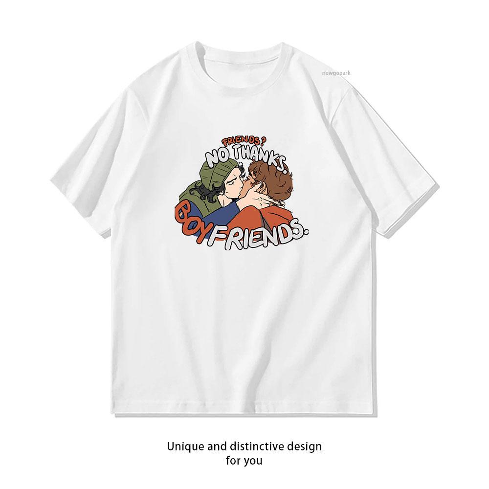 

Friends No thanks Boyfriends Classic TShirt Women Unisex Casual cotton printed t shirts outdoors Classic Oneck Adult tops 3XL