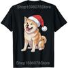 Santa Xmas Lights Dog Lover Akita Dog Christmas T Shirts Cotton Humor Streetwear Tee Shirt Short Sleeve Unisex Loose Clothing