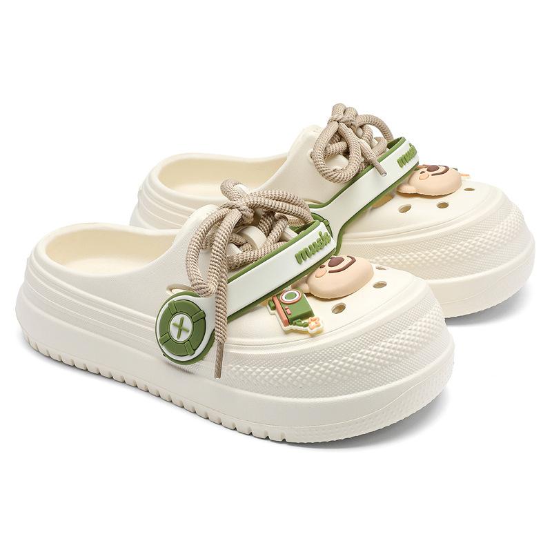 3823 Music strap hole shoes fashion shoelaces thick sole non-slip bag head cool slippers