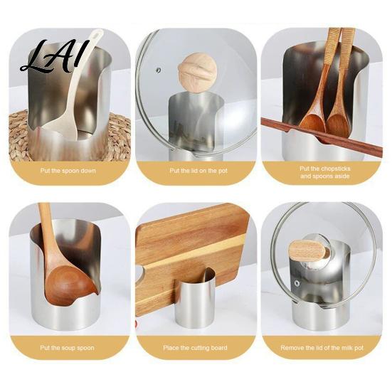 Space Saving Spatula Spoon Rest Stainless Steel Pot Lid Organizer Vertical Cutting Board And Metal Cover Drying Rack Holder