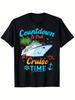 Countdown Is Over It'S Cruise Time T-Shirt - Cruise Vacation Graphic Tee with Cruise Ship & Palm Tre