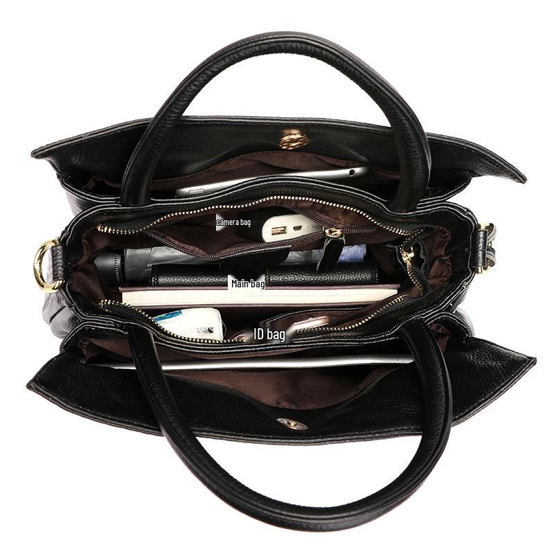 2026 Women's Genuine Cowhide Handbag - Large Capacity, New Woven Pattern Mother's Tote