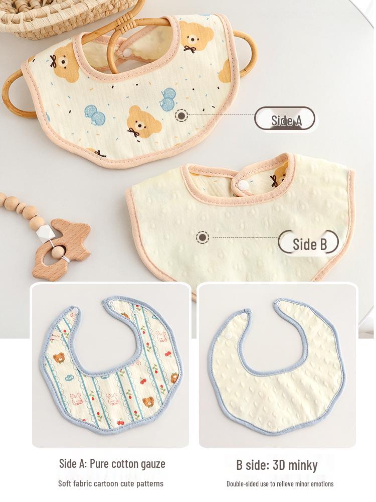 Waterproof Baby Bib, Pure Cotton, Breathable, Anti-Spit Up, Bean Pattern, Newborn Neck Gaiter