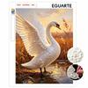 Framed Pearl Bead Painting Kit Elegant Swan Sunset Landscape DIY Shiny Canvas Art Creative Handmade Craft for Desk Decor Gift