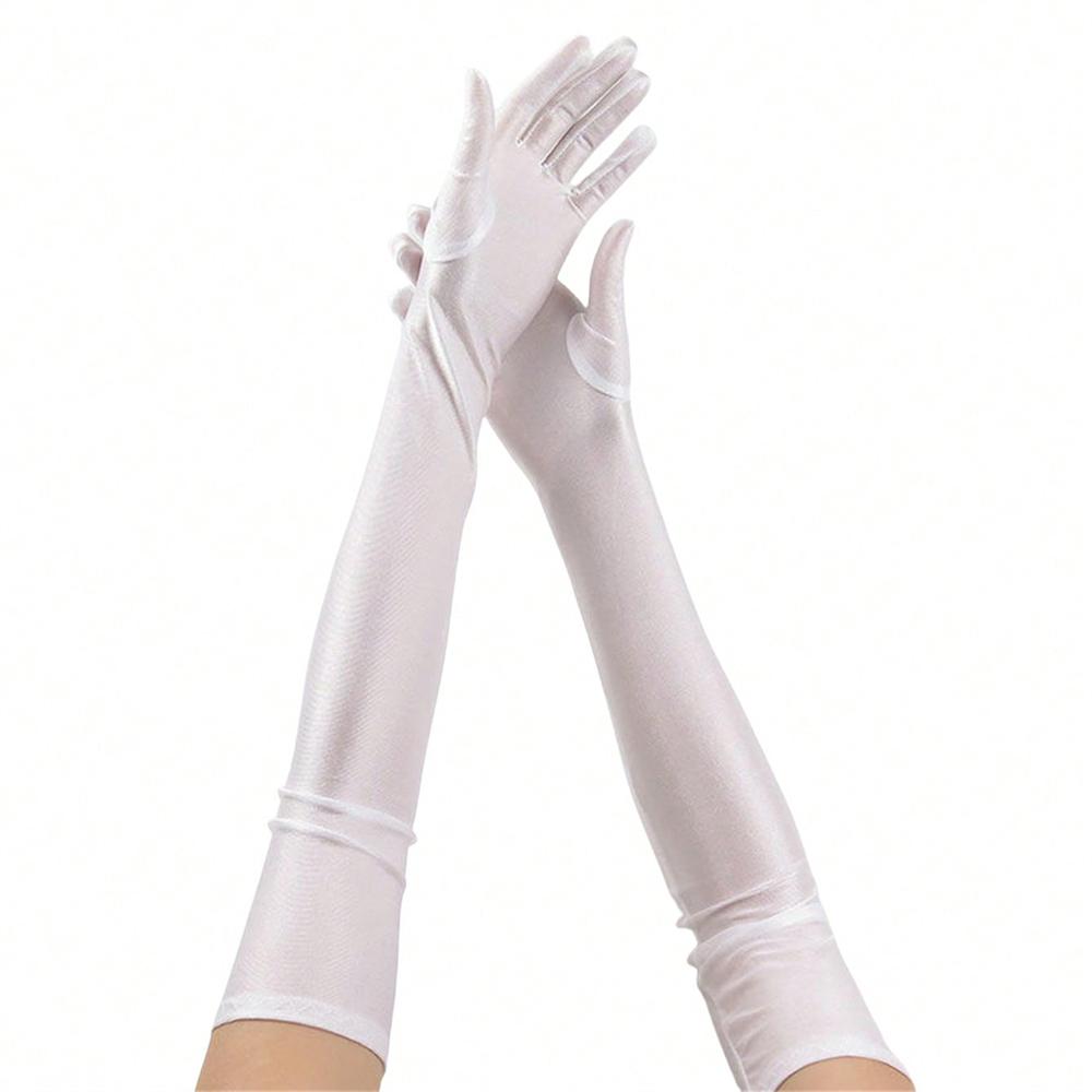 1 Pair Of Women's Extended Stretch Gloves Summer Thin Dance Performance Wedding Gloves Over The Elbow