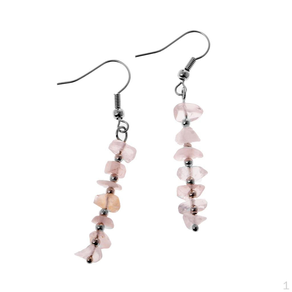 

Серьги-крючки с подвесками из неровных драгоценных камней Pink