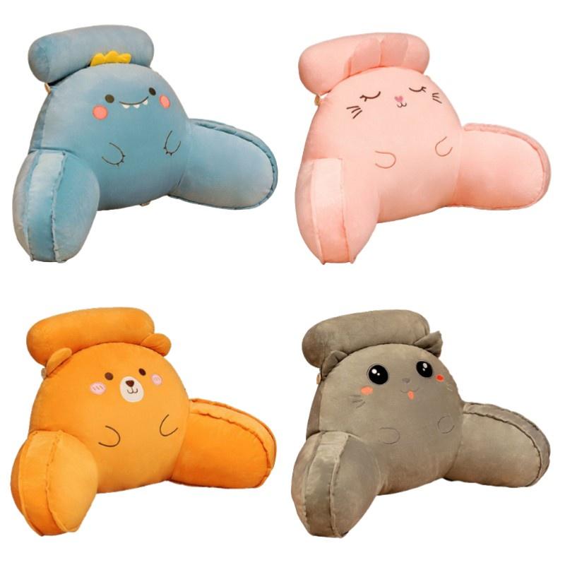 Soft Plush Dinosaur Backrest Cushion With Arms Bedside Pillow Gift