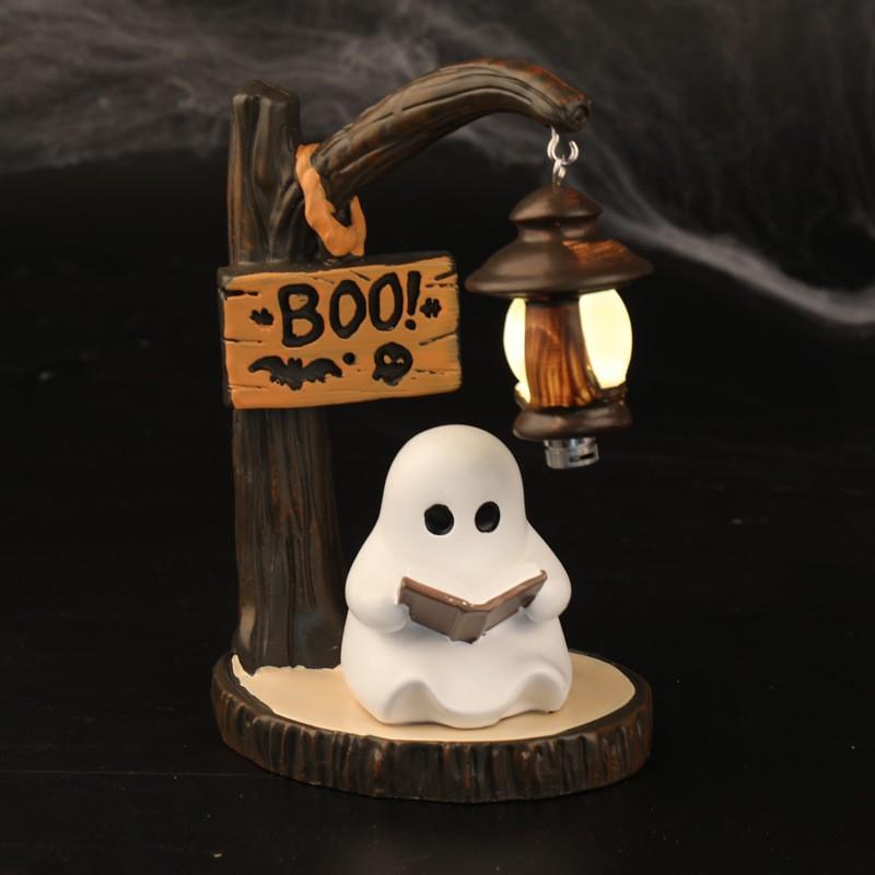 Resin Ghost Reading Lamp Halloween Cute Desktop Decor Party Gift