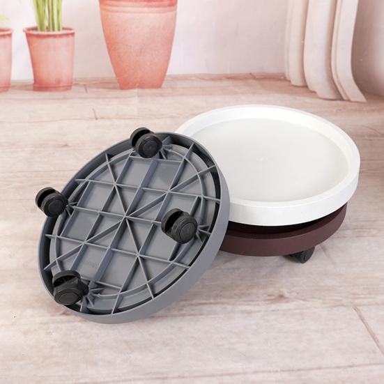 Wheeled Plant Caddy Round Plant Pot Pallet with 4 Wheels Mobile Flowerpot Stand Flower Pot Mover Planter Caddy for Indoor Outdoor Use
