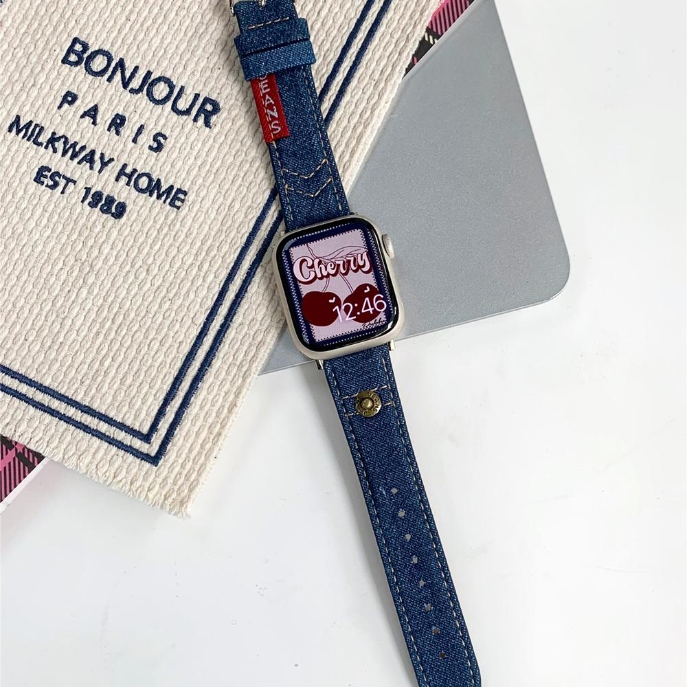 Moda Denim Kanvas Bant Apple Watch Serisi için Ultra 8 7 6 5 4 3 2 Se Toka Kayışı Iwatch 40 44mm 41 45mm 49mm Aksesuarları