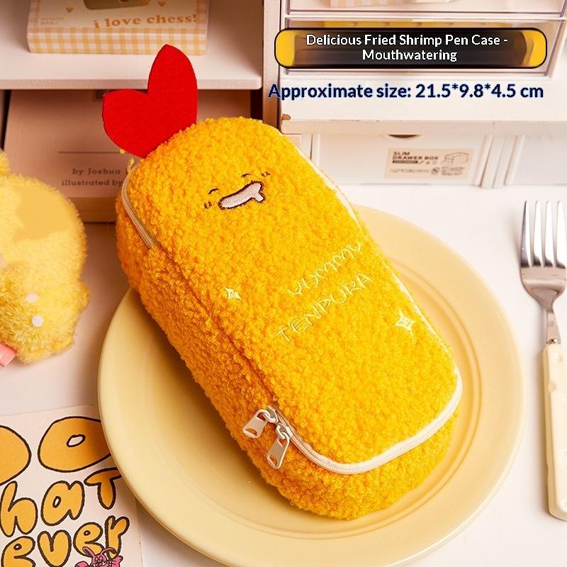 

Cute Cartoon Shrimp Plush Pen Case Kawaii Large Capacity Stationery Storage Bag Student Return To School Stationery Supplies A2