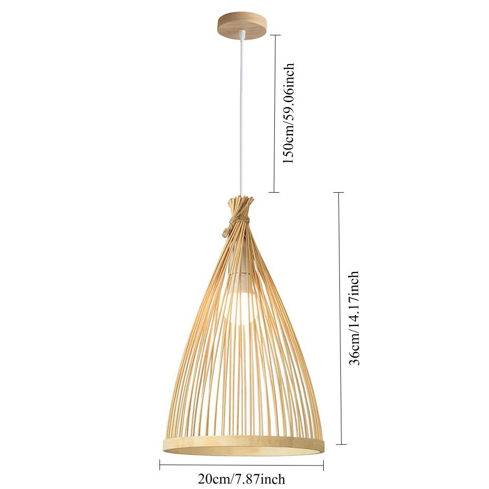 JOYINLED Japanese Style Bamboo Pendant Light Wabi Sabi Rattan Chandelier E27 LED Ceiling Hanging Lamp for Cafe Bar Home Decor