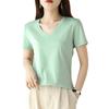 Summer New Mercerized Cotton Short-sleeved T-shirt V-neck Women's Heart-neck Top