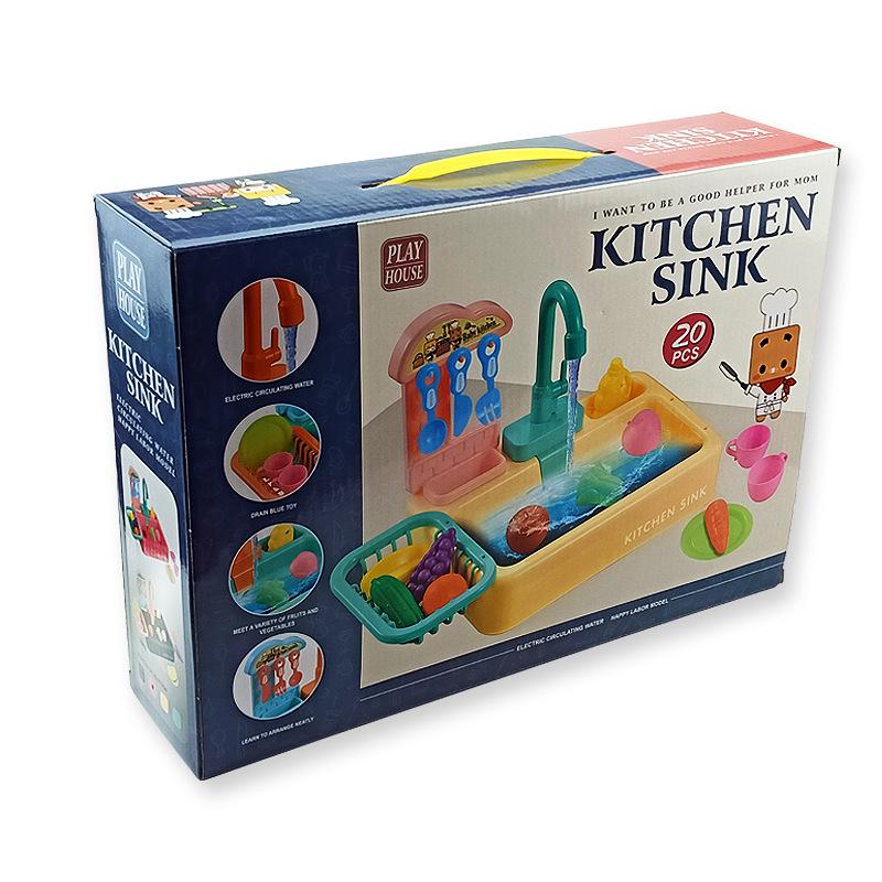 Children's Pretend Play Electric Sink with Circulating Water and Vegetable Washing Features