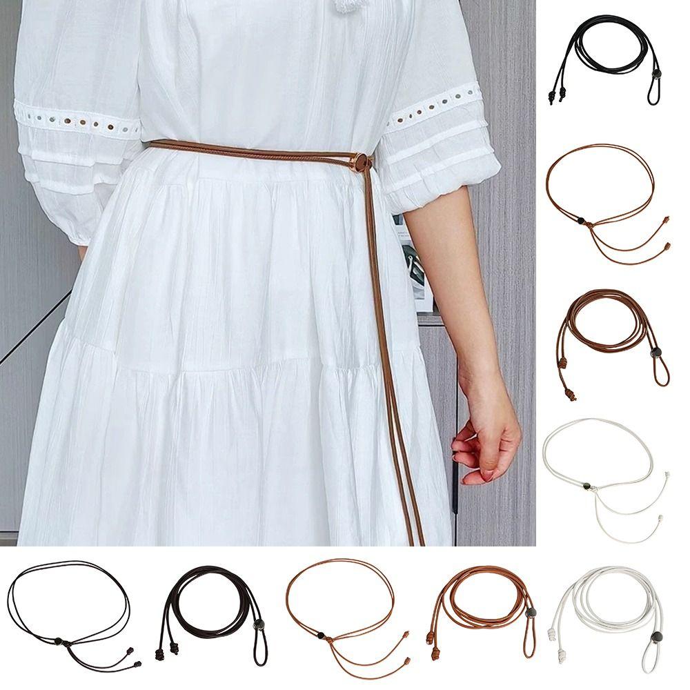 Nastavitelné provázkové pásky Měkký PU kůže Pletený pásek na pas Popruh Pro sukně Džíny Šaty Oblečení