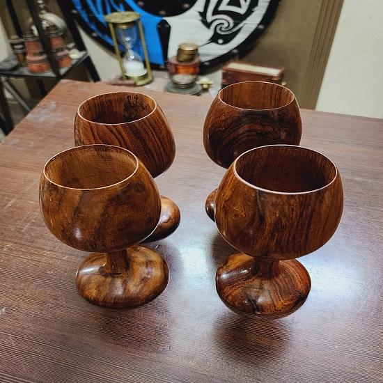 Wood Wine Glass Set Of 4 Christmas Gift, New Year Gift