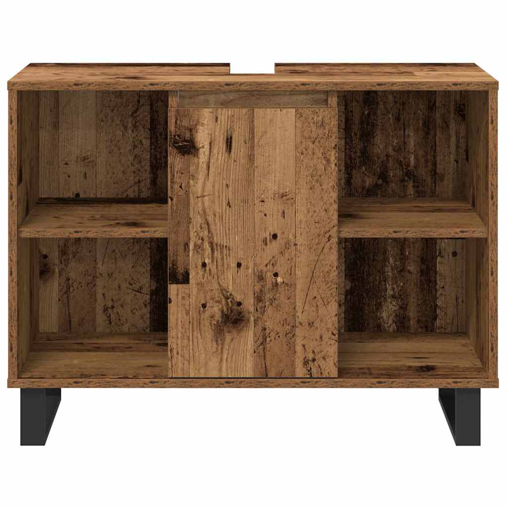 Bathroom Furniture Set with Shelf and Door 3 pcs Brown Wood Based Material