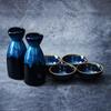 Jarra de Sake Vintage Japonesa Cerámica Azul Cambio de Horno Copa de Vino Dispensador de Vino Shochu para el Hogar Restaurante de Sushi Utensilios para Beber Regalos