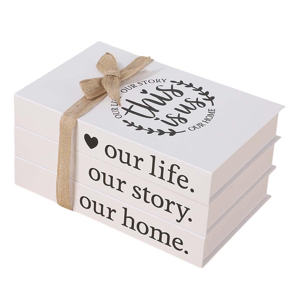 

3Pcs Fake Books Set Simple Rustic Bundled Foldable Fake Book Ornaments Simulation Books Set Shooting-Props Living Room Decor