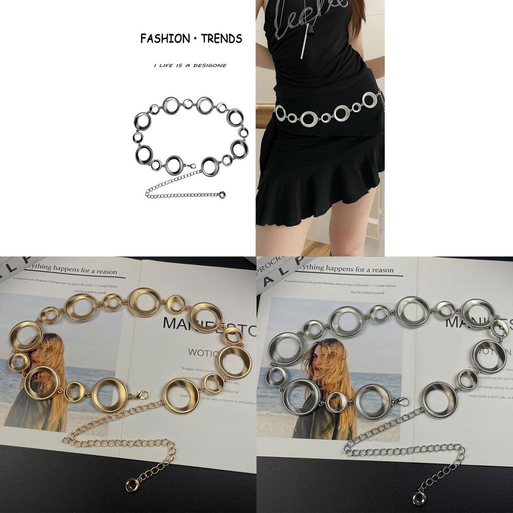 Womens Silver Gold Metal Waist Chain With Hook Closure For Casual And Party Wear