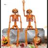 2pcs/set Halloween Spooky Haunted House Decor Realistic Skull Pumpkin Head Moving Skeleton Plastic PP Prop for Party Decoration