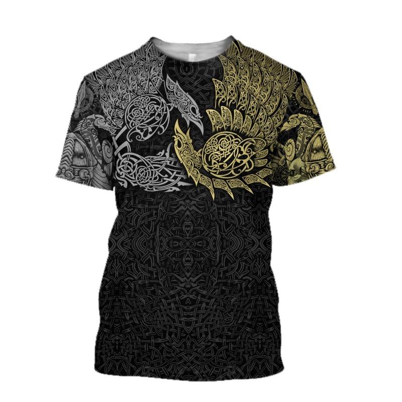 Fashion Viking Symbol Printed Kids Adult T-shirt Summer Women's and Men's Casual Outdoor Girl and Boy Short Sleeve Tees Top Pullover