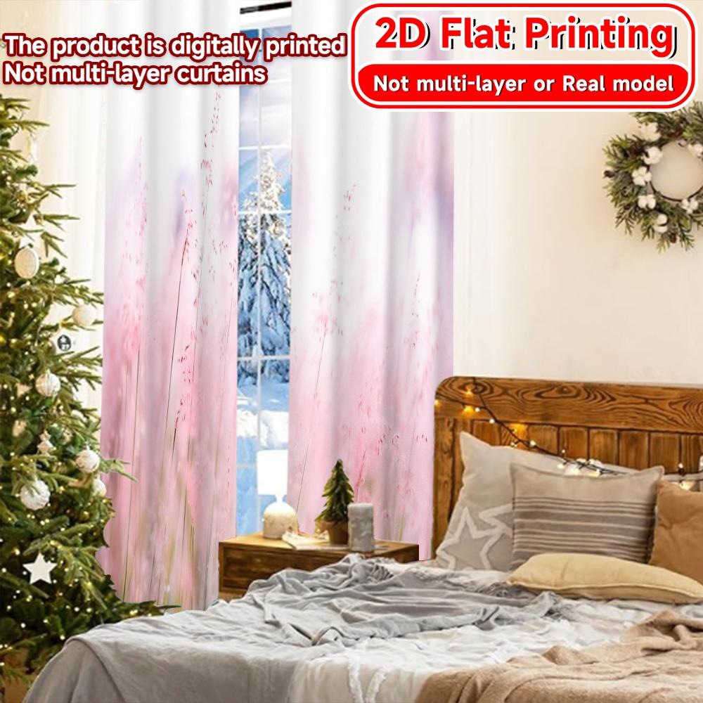 2 Stück, 2D-FLACHDRUCK Vorhänge (Ohne Stange) Pinke Wiese Halloween Festival Mode Vorhänge Polyester Vorhänge Alle Jahreszeiten