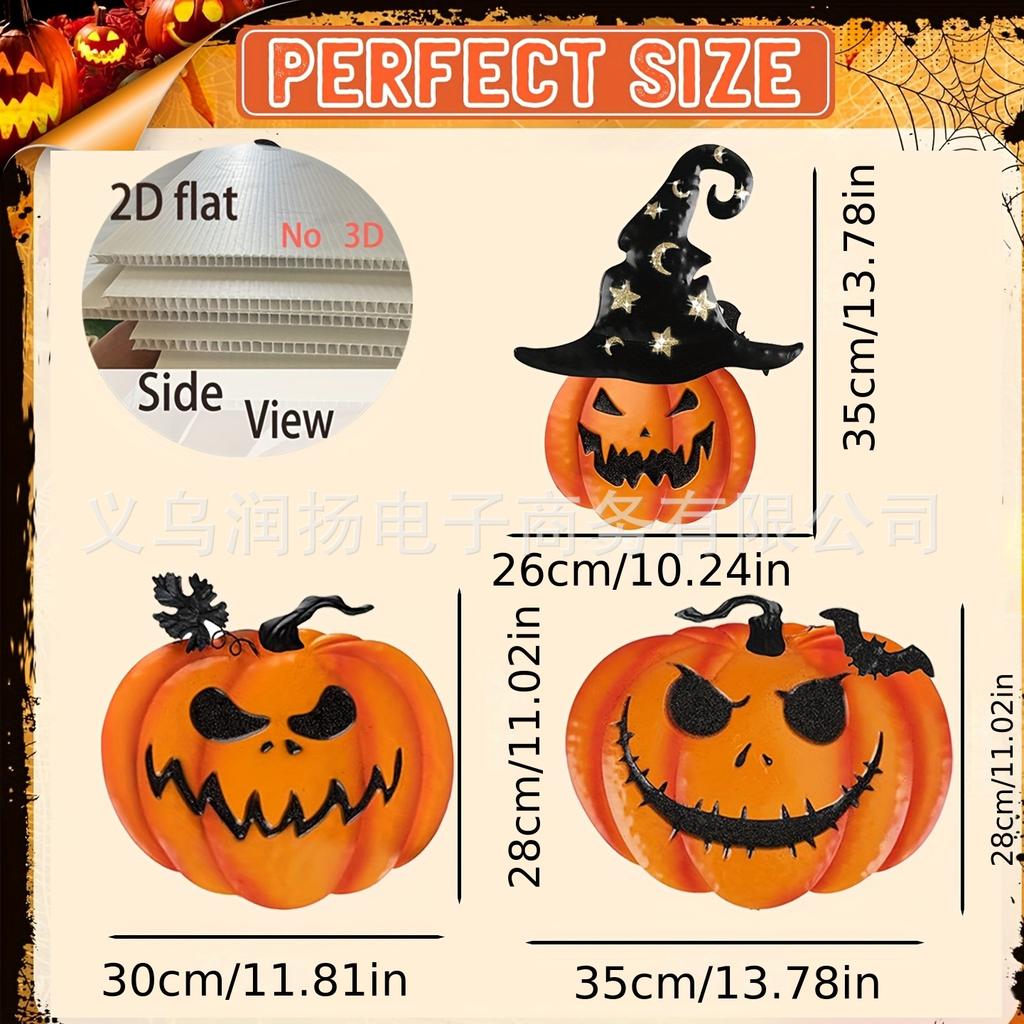Halloween Pumpkin Garden Stake Sign Plastic Outdoor Yard Decoration for Fall