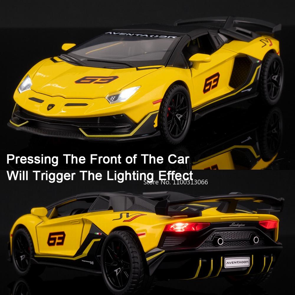 1:32 Lambor SVJ63 720S Alloy Toy Diecast Model Car Wheel Pull Back Miniature Supercar with Light Music Vehicle Collect Souvenirs
