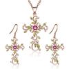 Women Stylish Elegant Cross Color Earrings Necklace Pendant Set for Wedding Party