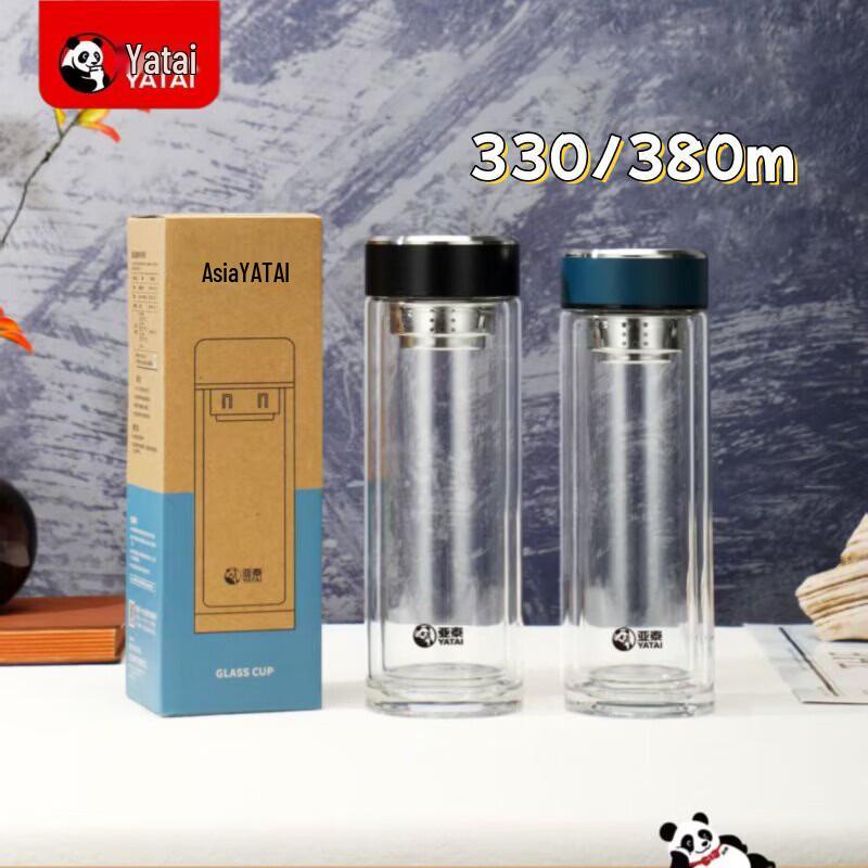 YATAI Portable Double-Layer Glass Tea Infuser Mug 380ml
