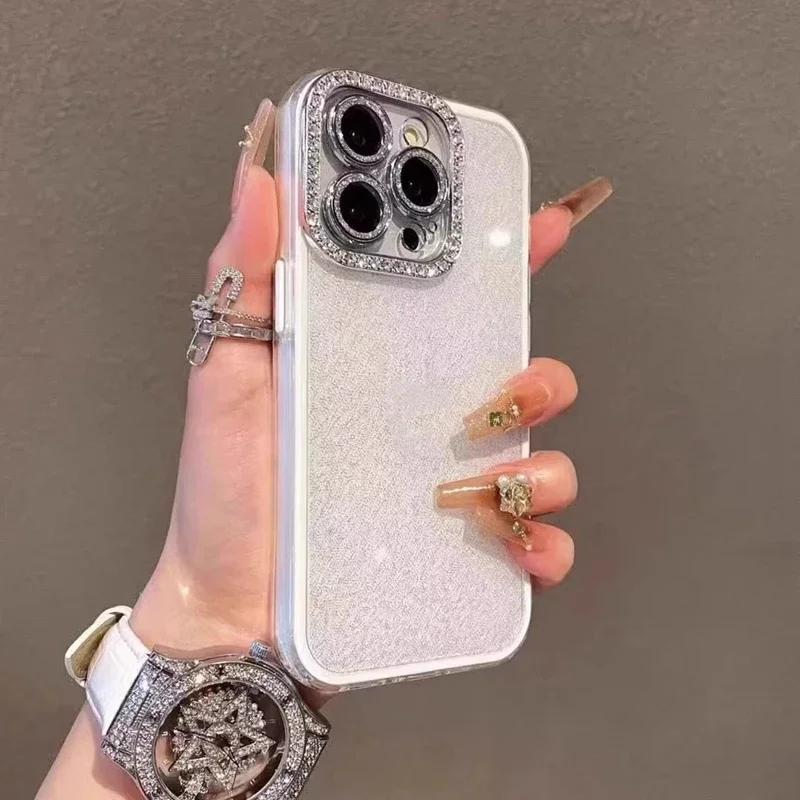 

Роскошный блестящий чехол с бриллиантами для iPhone 14 15 16 Plus 11 12 13 16 Pro Max Противоударная твердая задняя крышка с защитой камеры For iphone 16Promax