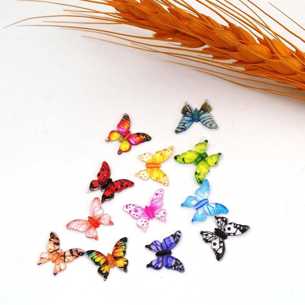 Sempiterno 120 Stück Winzige Dekorative Harz Miniaturtiere Perfekt für DIY Mini Mini Haus Nägel Kleine und Dekorationen Gemischt Schmetterlinge, Modelle,