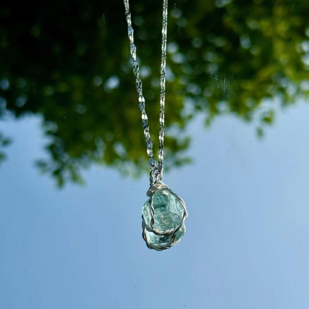 

Эстетичное ожерелье-подвеска Vital Crystal Натуральный камень неправильной формы Цепочка Чокер Пара циан