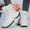 Couple Lace-up Snow Boots Fur-lined Half Boots Plush Cotton Shoes Anti-slip Winter Warm Outdoor Sneakers Wear-resistant