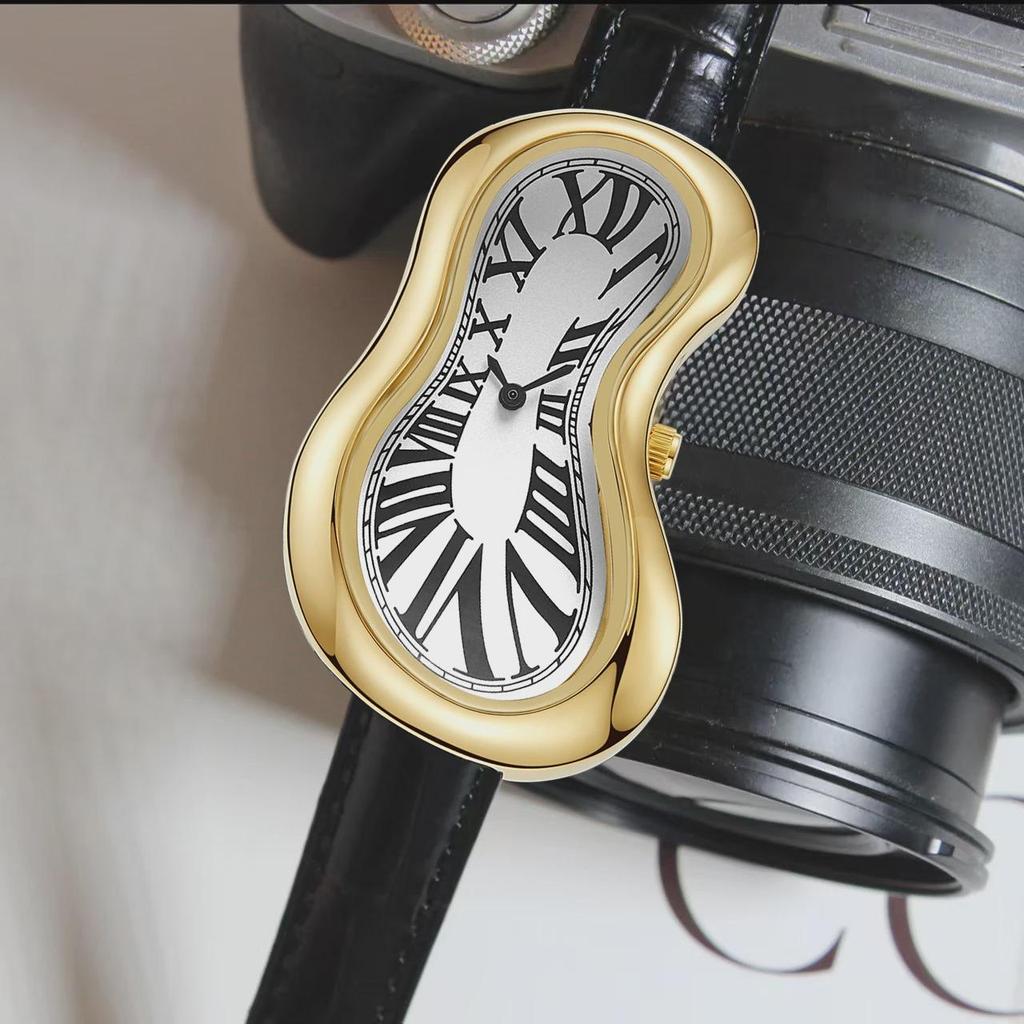 New Y2k Fashion Creative Men Women Melted Twisted Watches Luxury Streetstyle Irregular Shape Dial Unique Design Quartz Watch