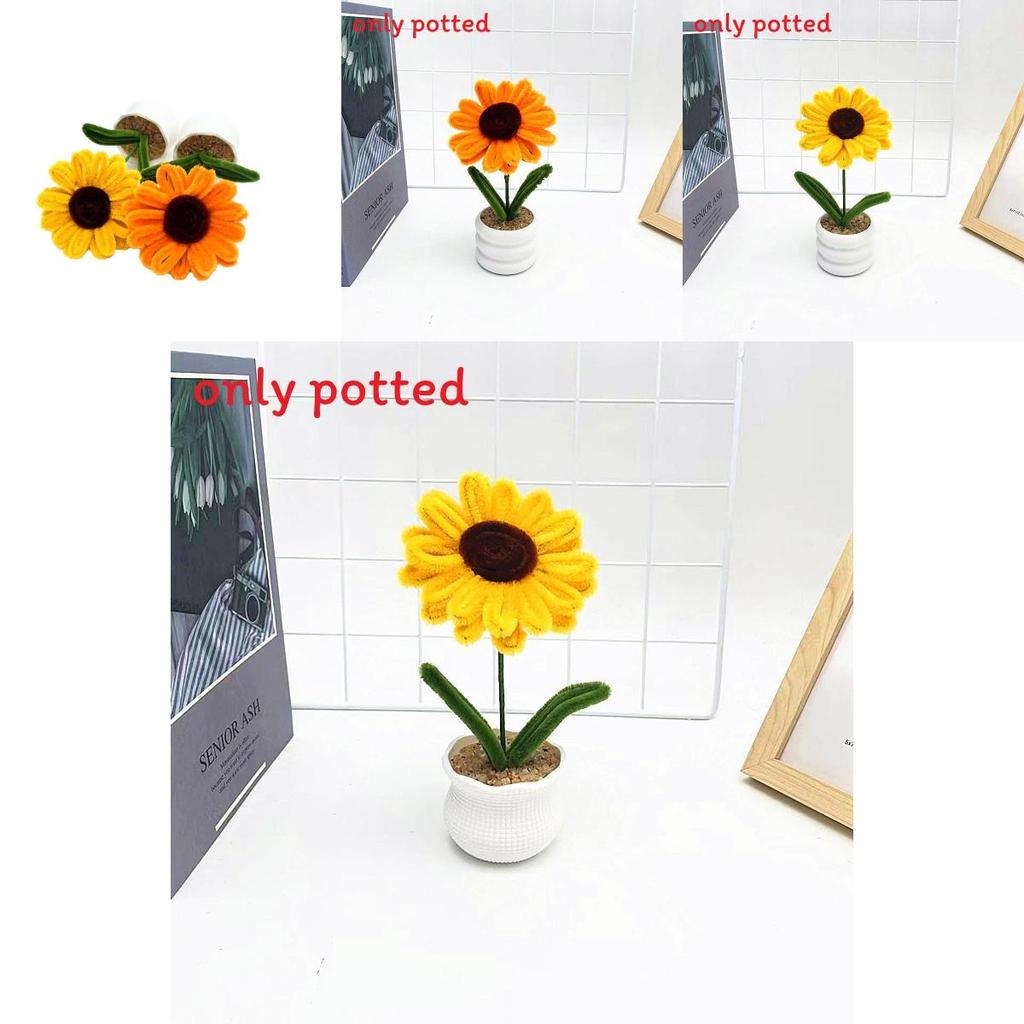 Plush Twisted Rod Sunflower Potted For Home And Outdoor Use