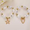Baroque Sweet Luxurious Imitation Pearl Heart Shaped Pentagram Bracelet