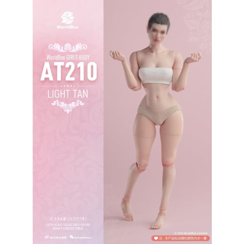 Tbmodel Worldbox 1/6 Scale Female Figure with Muscles and Joints, Cosplay Action Figure Set, AT210 (White Skin)