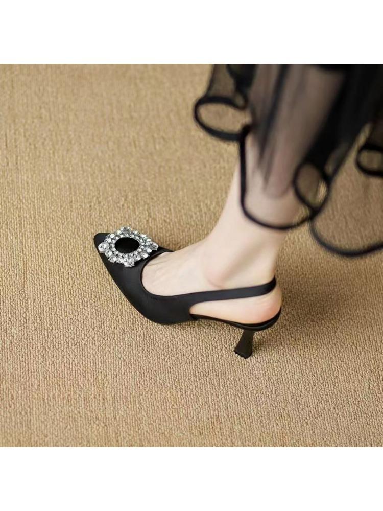 Brand Women Pumps Luxury Crystal Slingback High Heels Summer Bride Shoes Comfortable Triangle Heeled Party Wedding Shoes